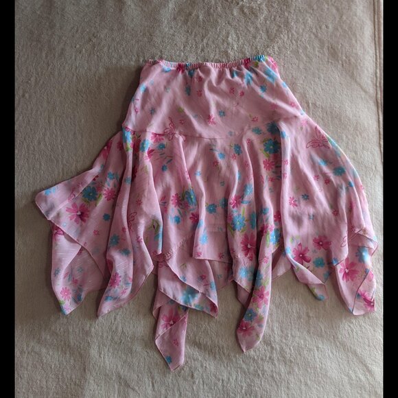 Pink Floral Asymmetrical Barbie Skirt - Picture 2 of 8